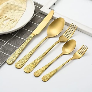 Hammered Design Stainless Steel Cutlery Set <b>Mirrored</b> Stainless Material Durable for Daily Dining Special Occasions - Product Image 2