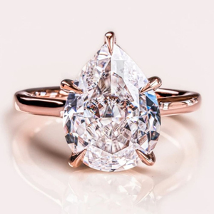 IGI Certified Lab grown Diamond 18K Rose Gold Plated Hip Hop 14k Rose Gold Pear Cut CVD Diamond <b>Ring</b> For Women <b>Men</b> - Product Image 1