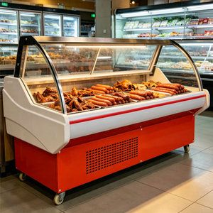 Vitrine réfrigérée commerciale à porte vitrée incurvée, directement de l'usine, pour aliments cuisinés, charcuterie, viande, pour magasin - Product Image 5