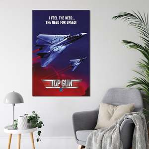 Top Gun <b>Poster</b> Modern Style 'I Feel the Need' Canvas Material with Black Frame for Wall Use - Product Image 2