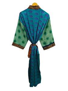 ชุดเดรสสำหรับเจ้าสาวเสื้อคลุมส่าหรีสไตล์อินเดียเสื้อคลุมสำหรับเป็นของขวัญชุดปาร์ตี้ชายหาดชุดกิโมโนผ้าไหมส่าหรีพิมพ์ลายอินเดีย - Product Image 5