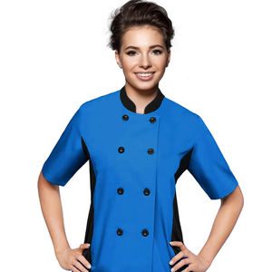 Professional Women's Short Sleeve Culinary Chef Coat with Mesh Vents for <b>Hotel</b> Catering Restaurant Bar Services - Product Image 1