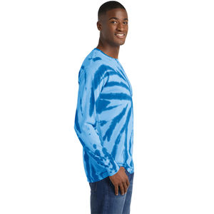 Chemise à manches longues bleu vif à motif tie-dye en spirale |   T-shirt unisexe en coton doux |   Vêtements de mode tendance |   Fournisseur en gros - Product Image 4