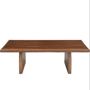 Finition rustique naturelle de jambes de piédestal incurvées par conception de bord vivant de table basse en bois solide - Product Image 3