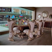 Ensemble de table à manger de style italien pour villa de luxe, table à manger en bois massif pour villa lumineuse, design baroque, table à manger Royaume-Uni