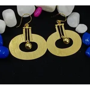 SOUMYA CREATIONS - Pendientes Unisex Hechos a Mano en Rajastán, Geométricos, Chapados en Oro, de Latón, para Fiestas y Bodas - Product Image 2