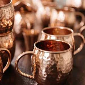 Moscow Mule Mug Cuivre pur avec poignée en laiton 100% Solide 301-400ml Fabriqué à la main Minimaliste Portable Réutilisable - Product Image 4