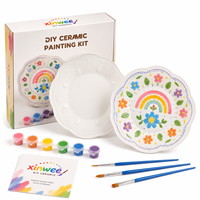 Paint Your Own <strong>Ceramic</strong> Plate Kit Kids DIY Floral Rainbow Craft Set Educational Art Activity Birthday Gift for Creative Girls