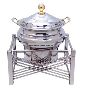 Vente flash Plat de service rond en acier inoxydable avec support Parfait pour les fêtes, les mariages, la restauration et les buffets à prix avantageux - Product Image 6