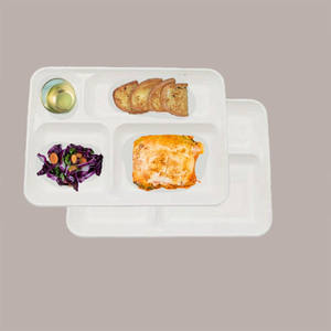 Bandeja de servicio de autoservicio de 25 piezas, 4 compartimentos, 37x27 H3, 5 cm, pulpa de celulosa orgánica, 4 compartimentos - Product Image 3