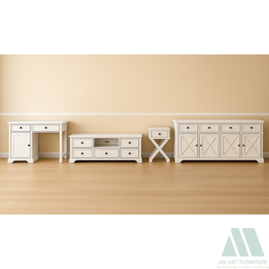 Ensemble de salon moderne en bois massif blanc Assemblage facile Meubles d'appartement de bureau à domicile de qualité supérieure Améliorations de la décoration intérieure Vietnam - Product Image 5