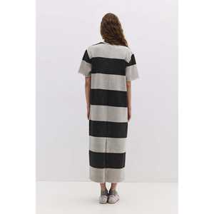 Vestido Midi a Rayas con Cuello Cerrado y Abertura - Product Image 5