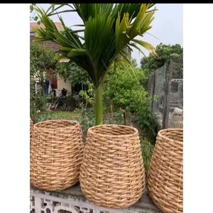 Jardinière ronde en herbe de mer personnalisable, porte-plante décoratif avec poignées durables, couleur et taille personnalisées, panier de jardin d'extérieur - Product Image 3