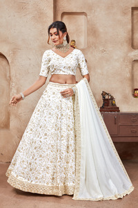 Vente à l'exportation de faux classique Georgette Lehenga Choli avec filetage et élégant Dupatta pour l'approvisionnement mondial de l'Inde - Product Image 2