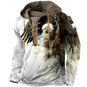 Sweat-shirt à capuche pour homme imprimé flamme 3D, manches longues, avec cordon de serrage surdimensionné - Product Image 1