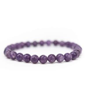 Pulsera de piedras preciosas de lepidolita de excelente calidad, joyería de cristal de lavanda para curación emocional y equilibrio espiritual a la venta - Product Image 1