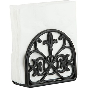 Servilletero de hierro vintage con patrón floral Dispensador de servilletas decorativas para mesa y fiestas Soporte de servilleta marrón antiguo - Product Image 6