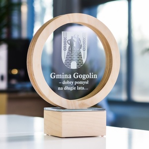 Trofeo personalizado de acrílico y madera, Premio híbrido elegante para reconocimiento corporativo, eventos y celebraciones de hitos - Product Image 1