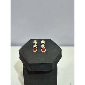 Pendientes de Doble Gota con Rubí y Moissanita, Elegantes y Lujosos - Product Image 1