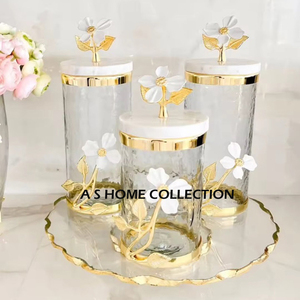 Hũ đựng hoa quả khô bằng thủy tinh nắp đá cẩm thạch kèm khay, hộp đựng đồ ăn nhẹ, kẹo, trái cây sang trọng và bền, hộp bảo quản thực phẩm - Product Image 1