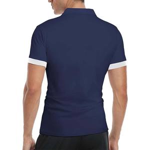 Polo homme noir avec logo personnalisé, col contrasté, uniforme et vêtements décontractés - Product Image 4