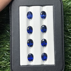 Vente en gros de saphir bleu ovale créé en laboratoire 6*8MM pierre précieuse en vrac pour bagues et pendentifs - Product Image 2