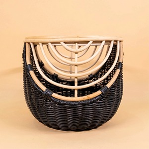 Panier de rangement multifonctionnel moderne en rotin naturel noir, respectueux de l'environnement - Product Image 6