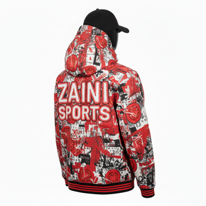 เสื้อแจ็คเก็ตซอฟต์เชลล์คุณภาพสูงสำหรับผู้ชาย ระบายอากาศได้ดี กันน้ำ ผลิตจากผ้าโพลีเอสเตอร์ผสมสแปนเด็กซ์ สีแดงดำ ลายพิมพ์ เสื้อแจ็คเก็ตซอฟต์เชลล์สำหรับผู้ชาย - Product Image 2