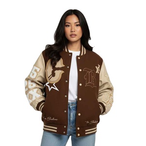 Trendy Custom Women's Varsity Jacket Chenille <b>Patches</b> Long Sleeves Wool Faux Leather Design Jacket - Product Image 4