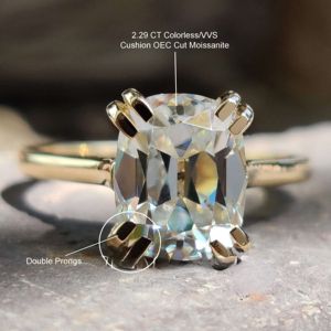 Vvs Lab Grown Cushion Cut Diamond Engagement Wedding Rings for Women in 10kt Solid Gold - Product Image 4