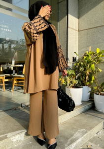 Robe d'été droite modeste Polyester cristal avec taille naturelle - Product Image 1