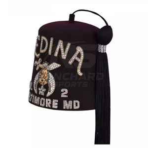 Sombrero Fez Masónico Personalizado de Color Sólido, Estilo Shriner Bordado con Borla, Sombrero Fez Masónico de Alta Calidad - Product Image 2