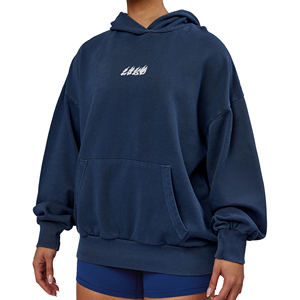 Sweat à capuche écologique à séchage rapide pour femmes Vintage mode haute qualité 100% coton lavé au soleil délavé durable hiver avant Logo - Product Image 3