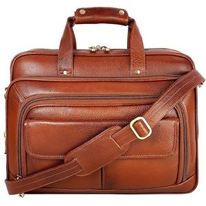 Sacoche pour ordinateur portable en cuir véritable de luxe haut de gamme, réglable, à bandoulière, légère et pratique - Product Image 2
