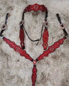 Lujo personalizado Premium Western Horse Headstall pecho Collar hecho a mano cuero diamantes de imitación diseño de alta calidad equitación ecuestre - Product Image 3