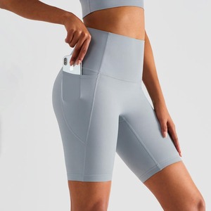 Cintura alta Sexy bicicleta quinta longitud Yoga pantalones cortos gimnasio cintura Fitness sin costura frontal moda mujer Yoga pantalones cortos con bolsillos - Product Image 1