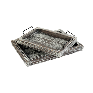 Vente en gros du Vietnam Plateau de service en bois d'acacia naturel personnalisé Plateau en bois fait main pour la nourriture avec poignées en métal - Product Image 3