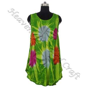 2025 fábrica India nueva moda Tie Dye estampado Maxi vestido para mujeres Tie Dye Boho Gypsy vestido rayón ropa de noche vestido de mujer - Product Image 3