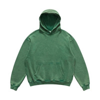 Sweat à capuche personnalisé respirant 100 % coton écologique coupe-vent 300g doublé séchage rapide anti-boulochage délavé à l'acide pour homme