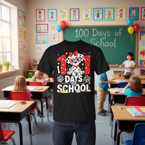 Camiseta con diseño de perro dámileno lindo de 100 días para niñas, camiseta promocional de 100 días de clases - Product Image 3
