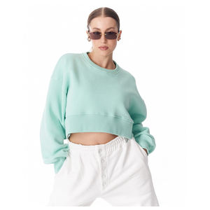 Sudadera Corta de Manga Larga 100% Algodón para Mujer, Cuello Redondo, Ropa Casual de Calle para Invierno y Primavera - Product Image 2