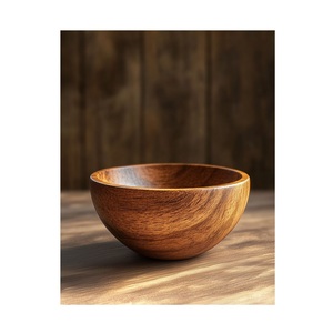 Wooden Serving <b>Bowl</b> for Salad <b>Fruits</b> with Utensils Handmade, Durable and Stylish Natural <b>Wood</b> Tableware Accessory - Product Image 4