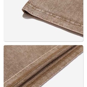 Camiseta sólida lavada con ácido unisex 100% algodón Tops básicos de gran tamaño producidos a medida con mangas largas y camisetas para hombres - Product Image 4