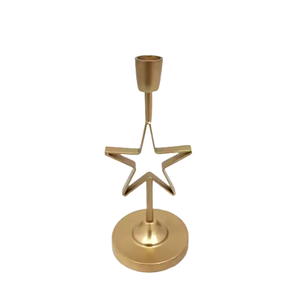 Bougeoir haut de gamme de luxe Décoration de la maison de Noël Base ronde en forme d'étoile en métal Bougeoirs hautement décoratifs Tendance - Product Image 1