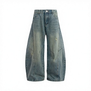 Jeans Casuales de Hombre, Tejido Oscuro, 100% Algodón, Corte Holgado, Cintura Media, Rectos, Estilo Y2K, Lavado Medio, Tallas Grandes, para Otoño - Product Image 4