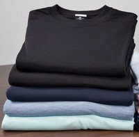T-shirts pour hommes vierges, formels, tricotés, personnalisables, col rond, épaules tombantes, vente en gros, faible quantité, fournisseurs Bangladesh, écologiques