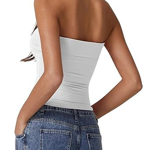 Vente en gros T-shirt court pour femmes débardeur sans couture Streetwear tricot côtelé extensible sans manches décontracté débardeur stock - Product Image 2
