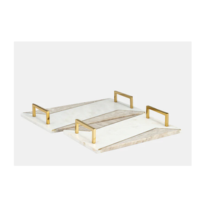 ถาดเสิร์ฟหินอ่อนตกแต่ง2สีที่แตกต่างกันถาดเสิร์ฟหินอ่อน - Product Image 1