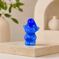 Figurine d'elfe bleu en opale naturelle sculptée à la main, décoration en pierre précieuse pour la maison, le bureau, la collection et cadeau unique
