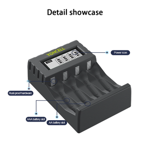 Yohcell thông minh USB Battery <span class=keywords><strong>Charger</strong></span> nhanh chóng & an toàn 4-slot sạc cho 1.5V AA/AAA Li-ion có thể sạc lại pin - Product Image 6